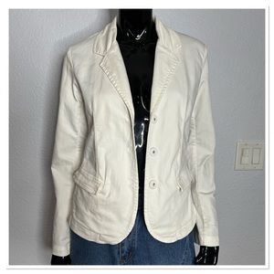Jarbo Denim Women’s Jacket w/Snap Closure Sz M Cotton Blend Off White